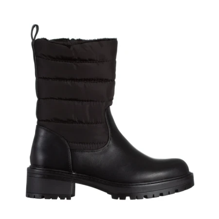 Дамски чизми  черни от еко кожа и текстилен материал  Micaela