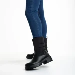 Дамски чизми  черни от еко кожа и текстилен материал  Micaela