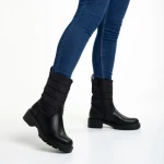 Дамски чизми  черни от еко кожа и текстилен материал  Micaela