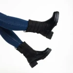 Дамски чизми  черни от еко кожа и текстилен материал  Micaela