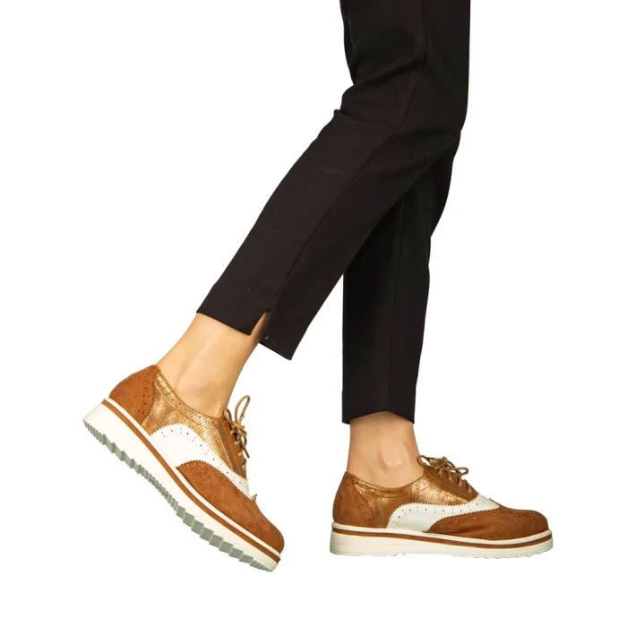 Дамски обувки casual без ток от еко кожа камел Darme