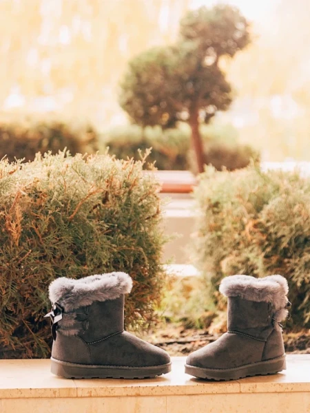 Детски чизми сиви  от текстилен материал  Marila