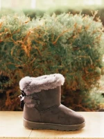 Детски чизми сиви  от текстилен материал  Marila