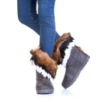 Дамски чизми Lasena сиви