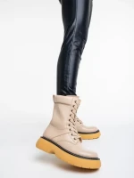 Дамски чизми  бежови  от еко кожа  Nunzia