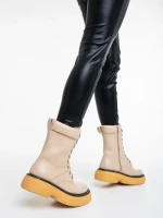 Дамски чизми  бежови  от еко кожа  Nunzia