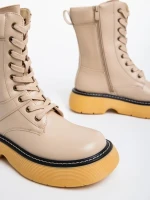 Дамски чизми  бежови  от еко кожа  Nunzia