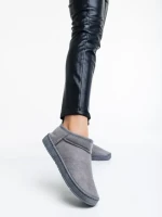 Дамски чизми сиви от текстилен материал Enna