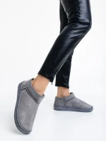 Дамски чизми сиви от текстилен материал Enna