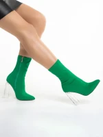 Дамски боти  зелени  от текстилен материал  Venora