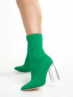 Дамски боти  зелени  от текстилен материал  Venora