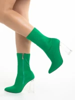 Дамски боти  зелени  от текстилен материал  Venora