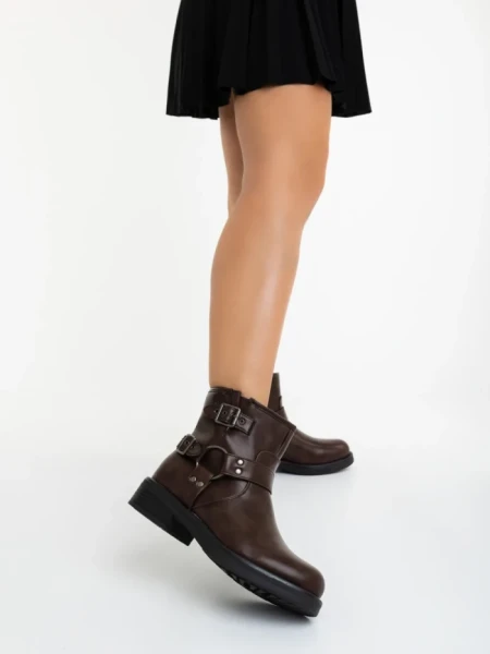 Дамски боти кафяви от екологична кожа Sherida