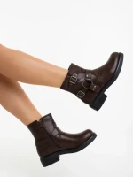 Дамски боти кафяви от екологична кожа Sherida