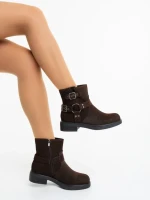Дамски боти кафяви от текстилен материал Sherida