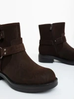 Дамски боти кафяви от текстилен материал Sherida