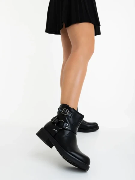 Дамски боти черни от гладка екологична кожа Sherida