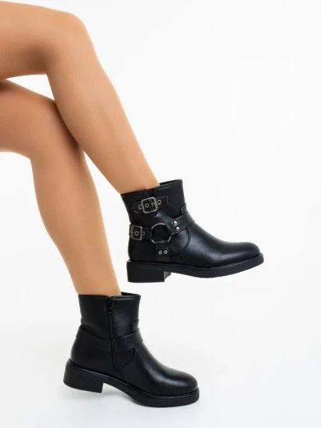 Дамски боти черни от екологична кожа Sherida