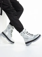 Дамски боти  сребристи от еко кожа  Vanissa