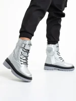 Дамски боти  сребристи от еко кожа  Vanissa