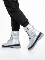 Дамски боти  сребристи от еко кожа  Vanissa