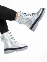 Дамски боти  сребристи от еко кожа  Vanissa