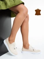 Всекидневни дамски обувки бежови от естествена кожа  Nilda