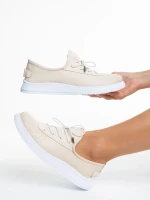 Всекидневни дамски обувки бежови от естествена кожа  Nilda