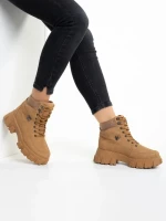 Дамски боти  тъмно бежови  от еко кожа  Valeen