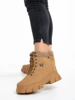 Дамски боти  тъмно бежови  от еко кожа  Valeen