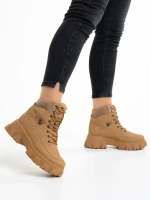 Дамски боти  тъмно бежови  от еко кожа  Valeen