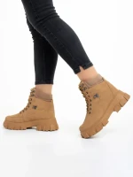 Дамски боти  тъмно бежови  от еко кожа  Valeen