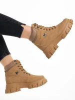 Дамски боти  тъмно бежови  от еко кожа  Valeen