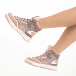 Дамски спортни обувки  розови  от еко кожа  и текстилен материал Reveca