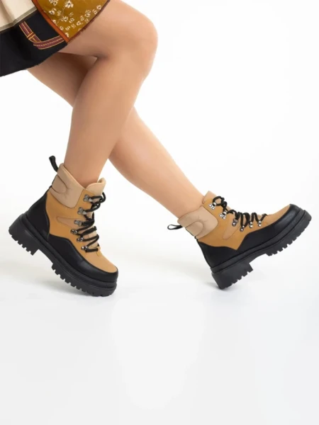 Дамски боти  камел  от текстилен материал Marlena