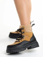 Дамски боти  камел  от текстилен материал Marlena