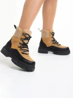 Дамски боти  камел  от текстилен материал Marlena