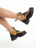 Дамски боти  камел  от текстилен материал Marlena