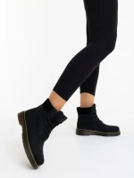 Дамски боти черни от екологична кожа и текстилен материал Olena