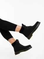 Дамски боти черни от екологична кожа и текстилен материал Olena