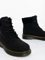 Дамски боти черни от екологична кожа и текстилен материал Olena