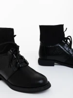 Дамски боти черни от екологична кожа и текстилен материал Maraja