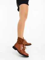 Дамски боти цвят камел от екологична кожа и текстилен материал Maraja