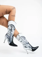 Дамски чизми сребристи от еко кожа Diamontina