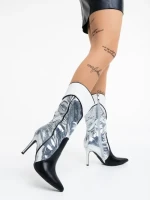 Дамски чизми сребристи от еко кожа Diamontina