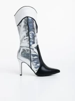 Дамски чизми сребристи от еко кожа Diamontina