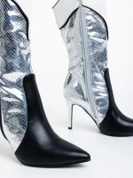 Дамски чизми сребристи от еко кожа Diamontina