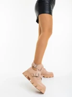 Дамски боти телесен цвят от екологична кожа Lucara