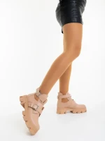 Дамски боти телесен цвят от екологична кожа Lucara