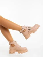 Дамски боти телесен цвят от екологична кожа Lucara